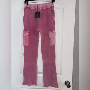 Le Lis Dusky Pink Flare Cotton Pants - Small